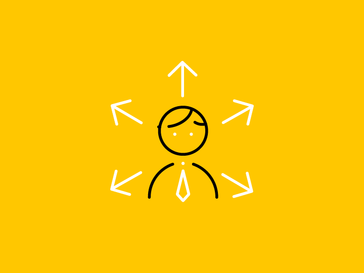 icon of a three arrows point in different directions coming from a single merged arrow